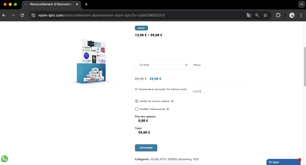 Renouveler votre Abonnement IPTV sur Room IPTV 3 ROOM IPTV N°1 EN EUROPE Abonnement IPTV